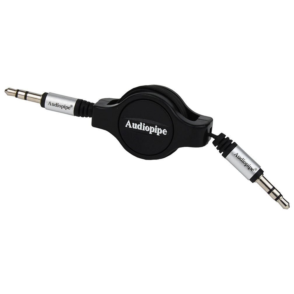 Audiopipe 3.5 to 3.5 Inch Retractable Audio Cable - 3 Feet