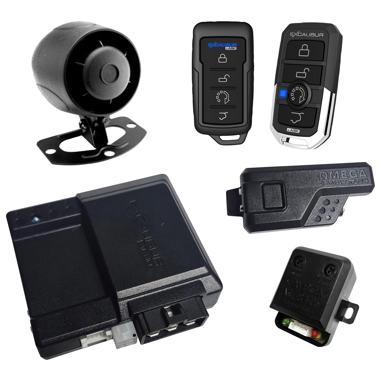 Excalibur Alarms AL1680 One-Way Car Alarm System with Remote Start and 1500 Foot Range