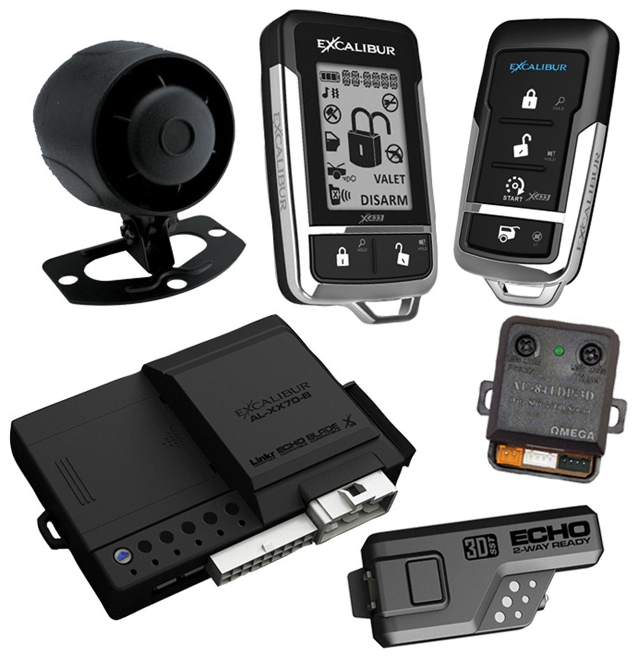 Excalibur Alarms AL18703DB 433MHz LCD 2-Way RS Alarm Combo, Linkr and Blade Ready