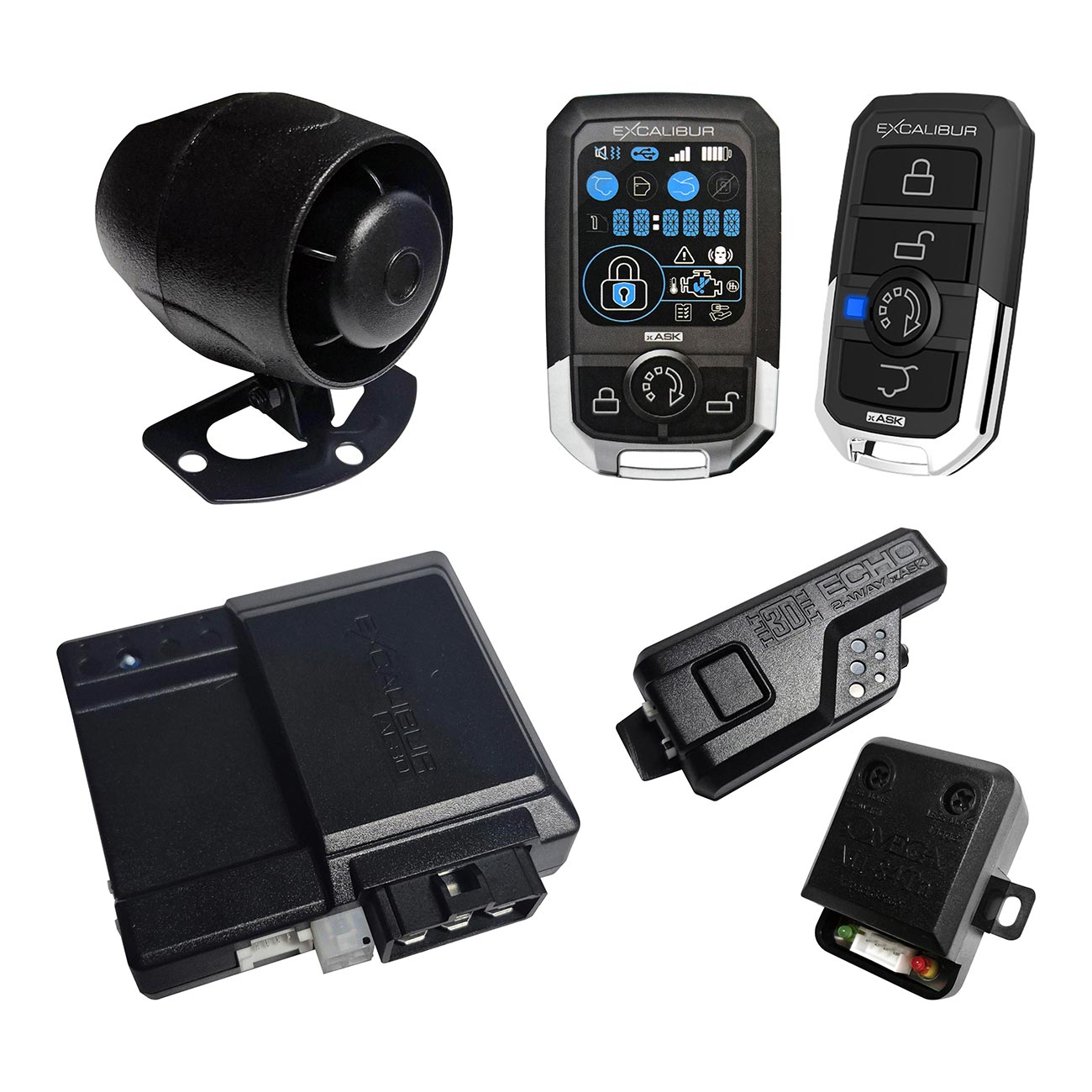Excalibur Alarms AL18803D Car Alarm and Remote Start System with 3-Color LCD 2-Way Remote and 1500 Foot Range