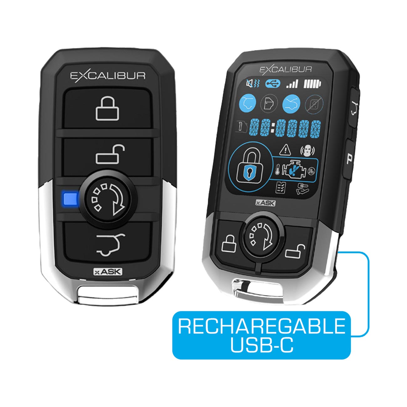 Excalibur Alarms AL18803D Car Alarm and Remote Start System with 3-Color LCD 2-Way Remote and 1500 Foot Range