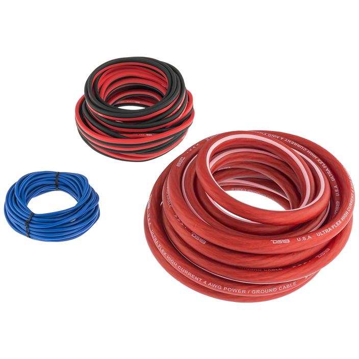 DS18 AMPkit4DS 4 Gauge Amplifier Wiring Kit with CCA Ultra Flex Cable - 1680 Watts RMS Power Handling
