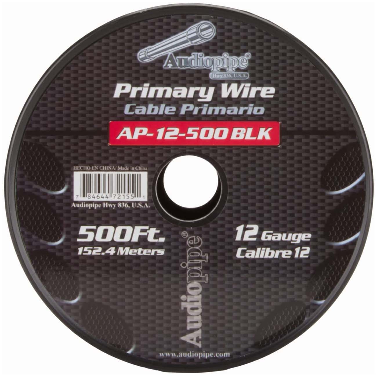 Nippon Audiopipe Primary Wire 12-Gauge 500 Foot Spool - Black
