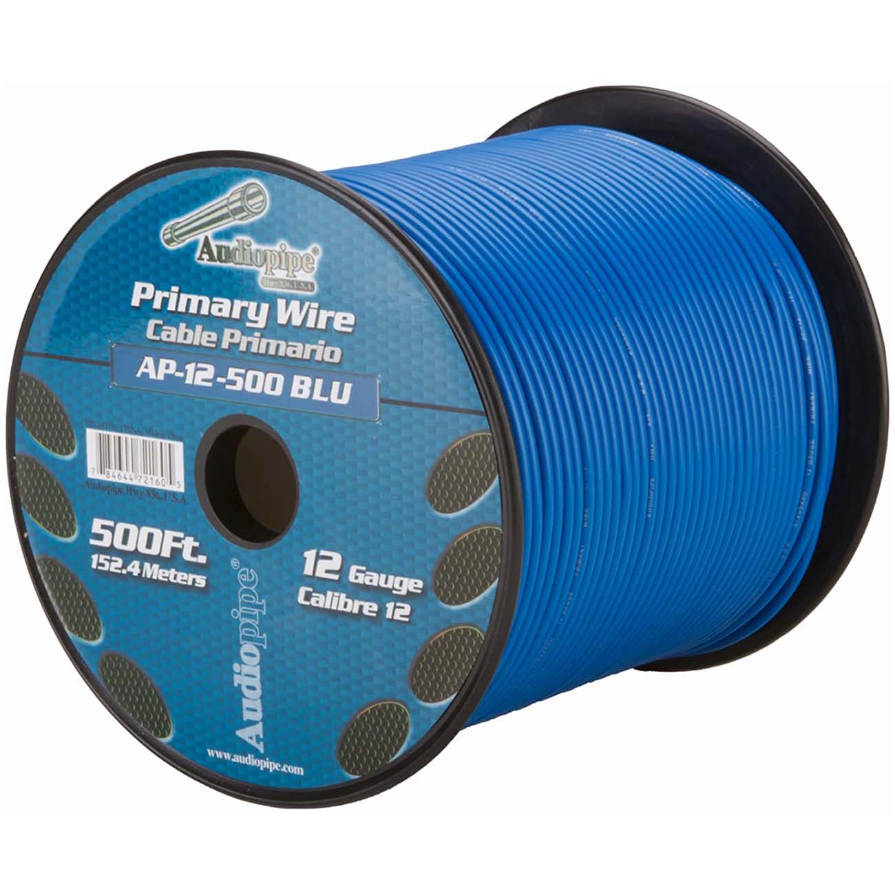 Nippon Audiopipe Primary Wire 12-Gauge 500 Foot Spool - Blue