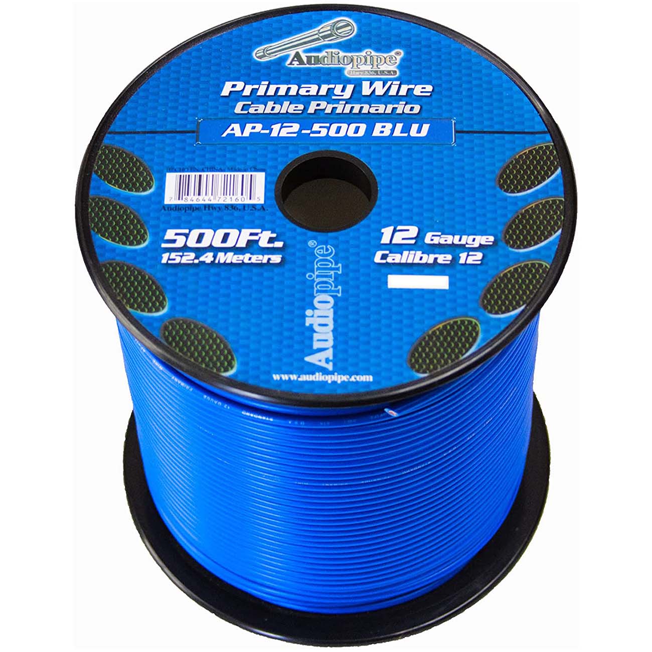 Nippon Audiopipe Primary Wire 12-Gauge 500 Foot Spool - Blue