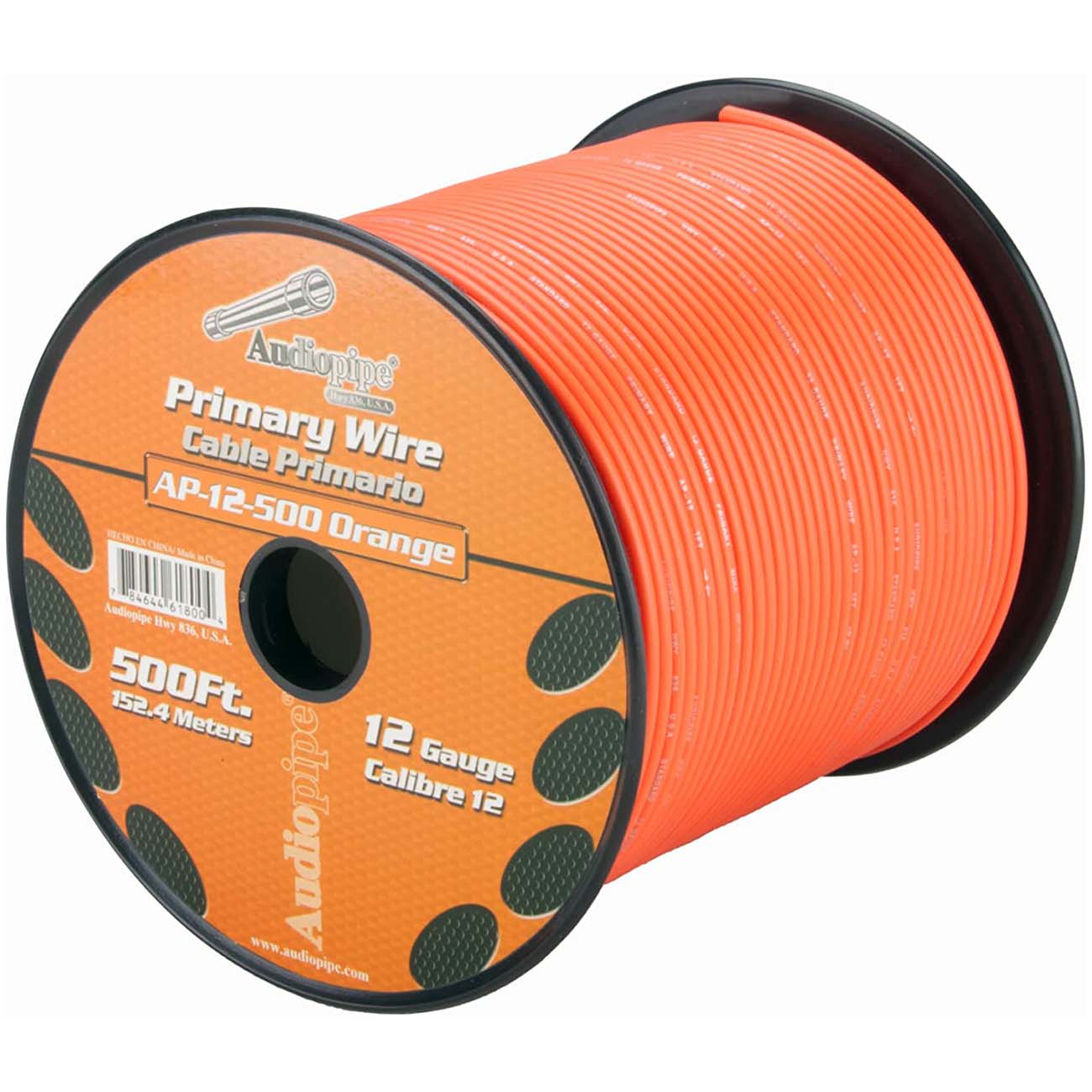 Nippon Audiopipe Primary Wire 12-Gauge 500 Foot Spool - Orange