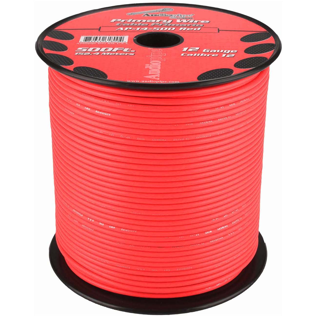 Nippon Audiopipe AP12500RD 12-Gauge Primary Wire, 500 Feet, Red