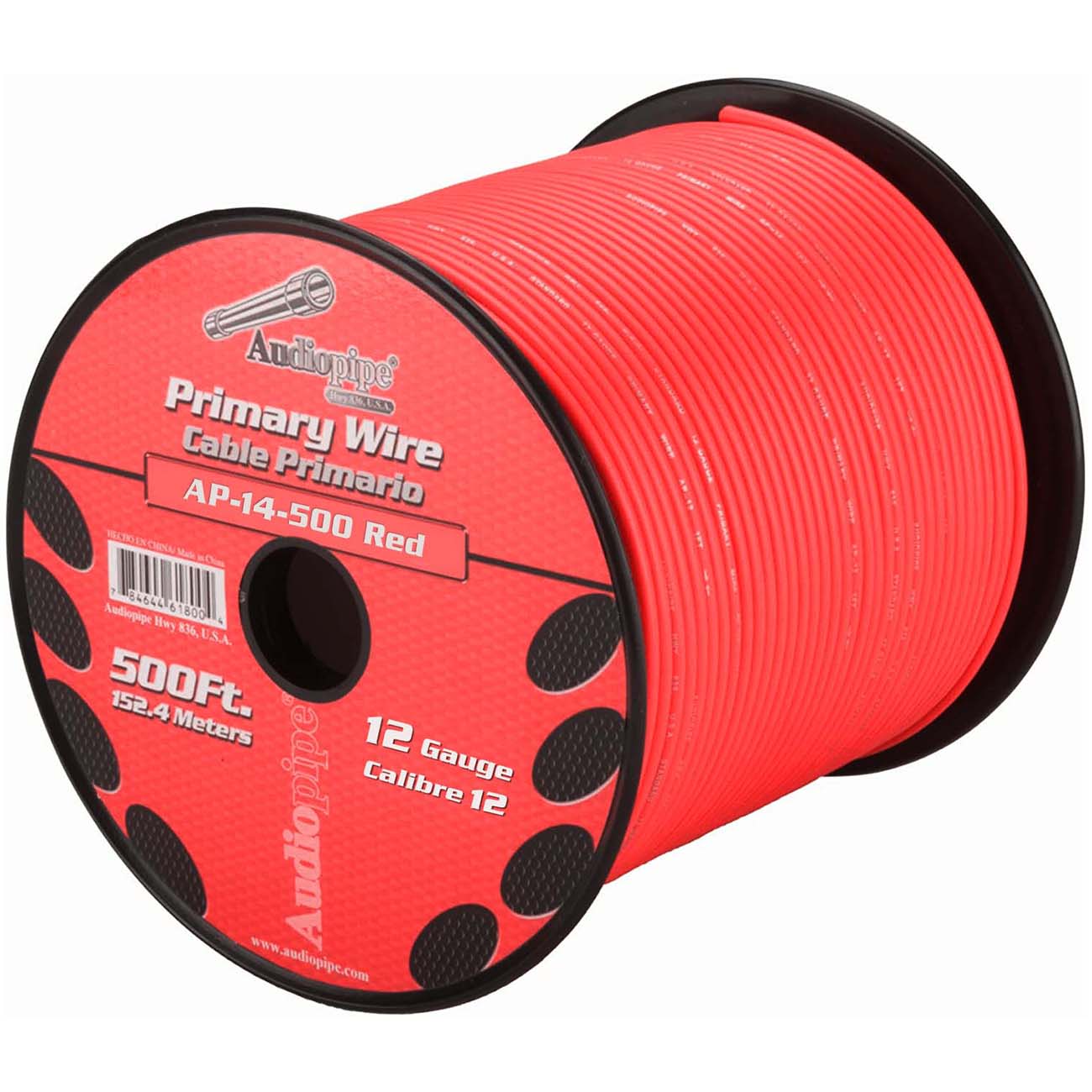 Nippon Audiopipe AP12500RD 12-Gauge Primary Wire, 500 Feet, Red