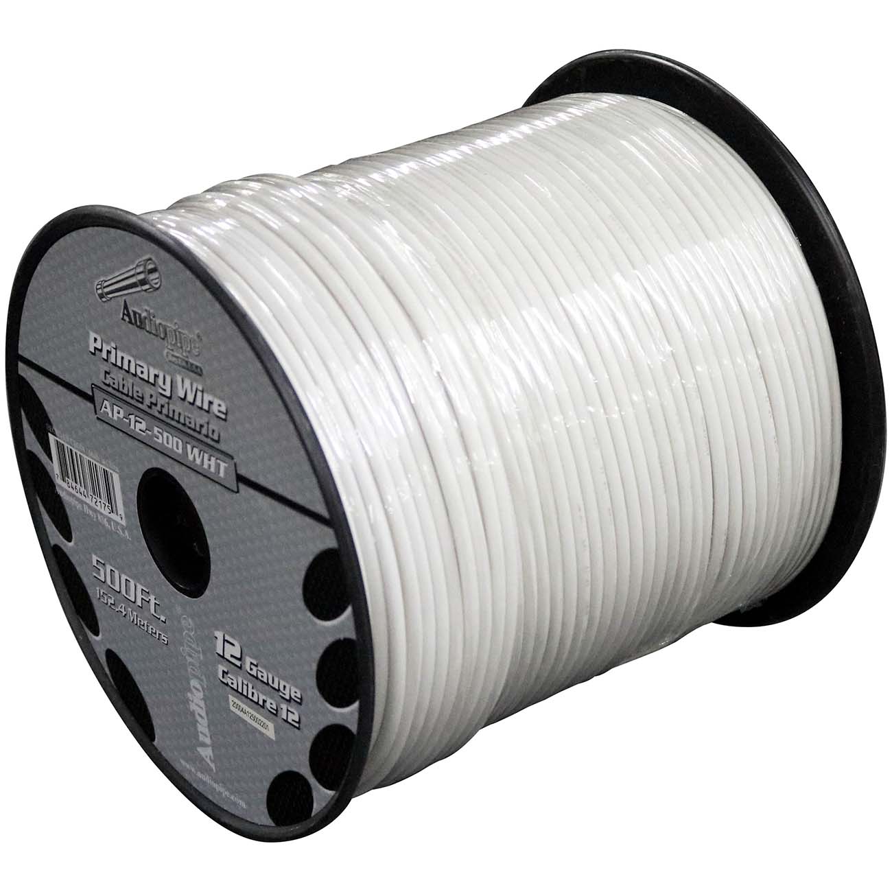 Nippon Audiopipe Primary Wire 12-Gauge 500 ft Spool - White