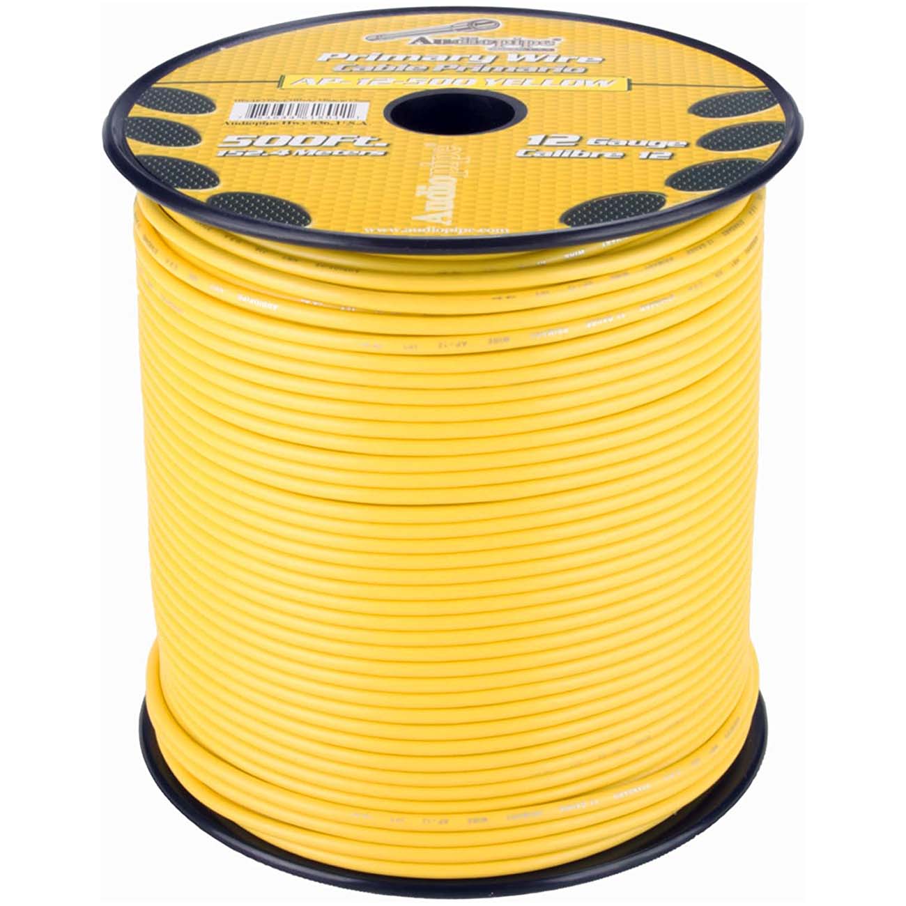 Nippon Audiopipe Primary Wire 12-Gauge 500 Foot Spool - Yellow