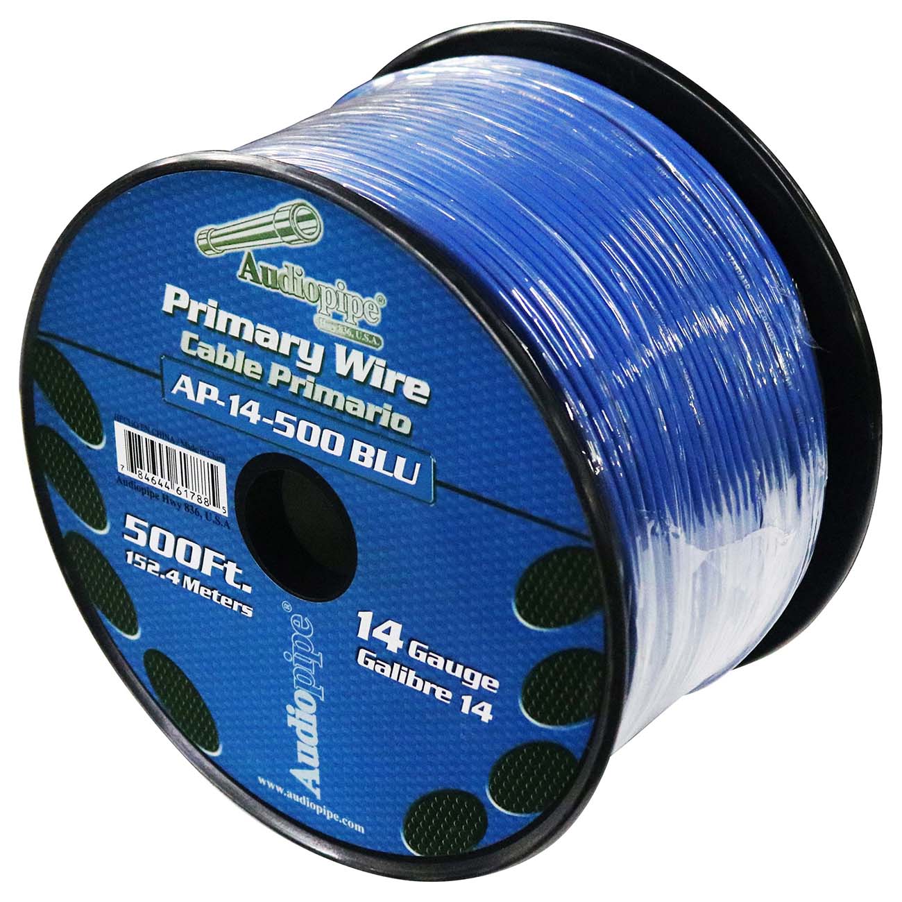 Nippon Audiopipe Primary Wire 14-Gauge 500-Foot Spool - Blue