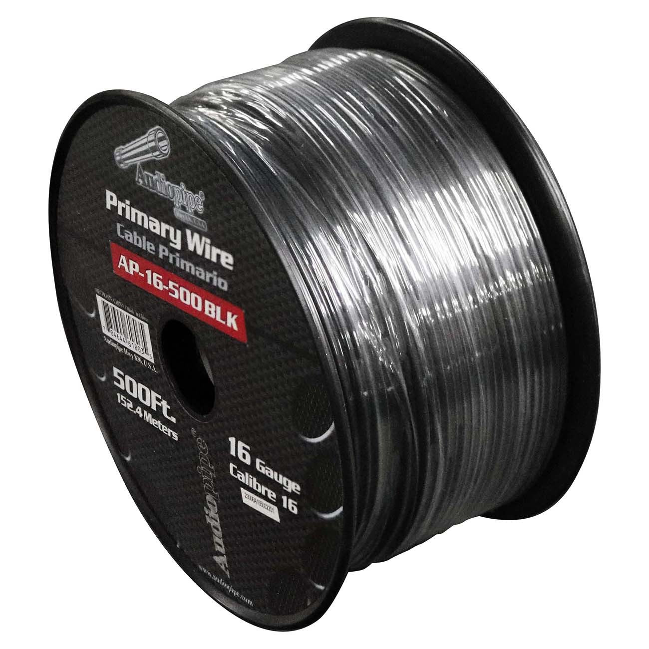 Nippon Audiopipe Primary Wire 16-Gauge 500 Foot Spool - Black