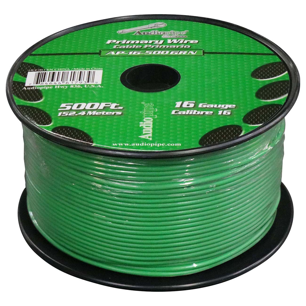 Nippon Audiopipe Primary Wire 16-Gauge 500 Foot Spool - Green