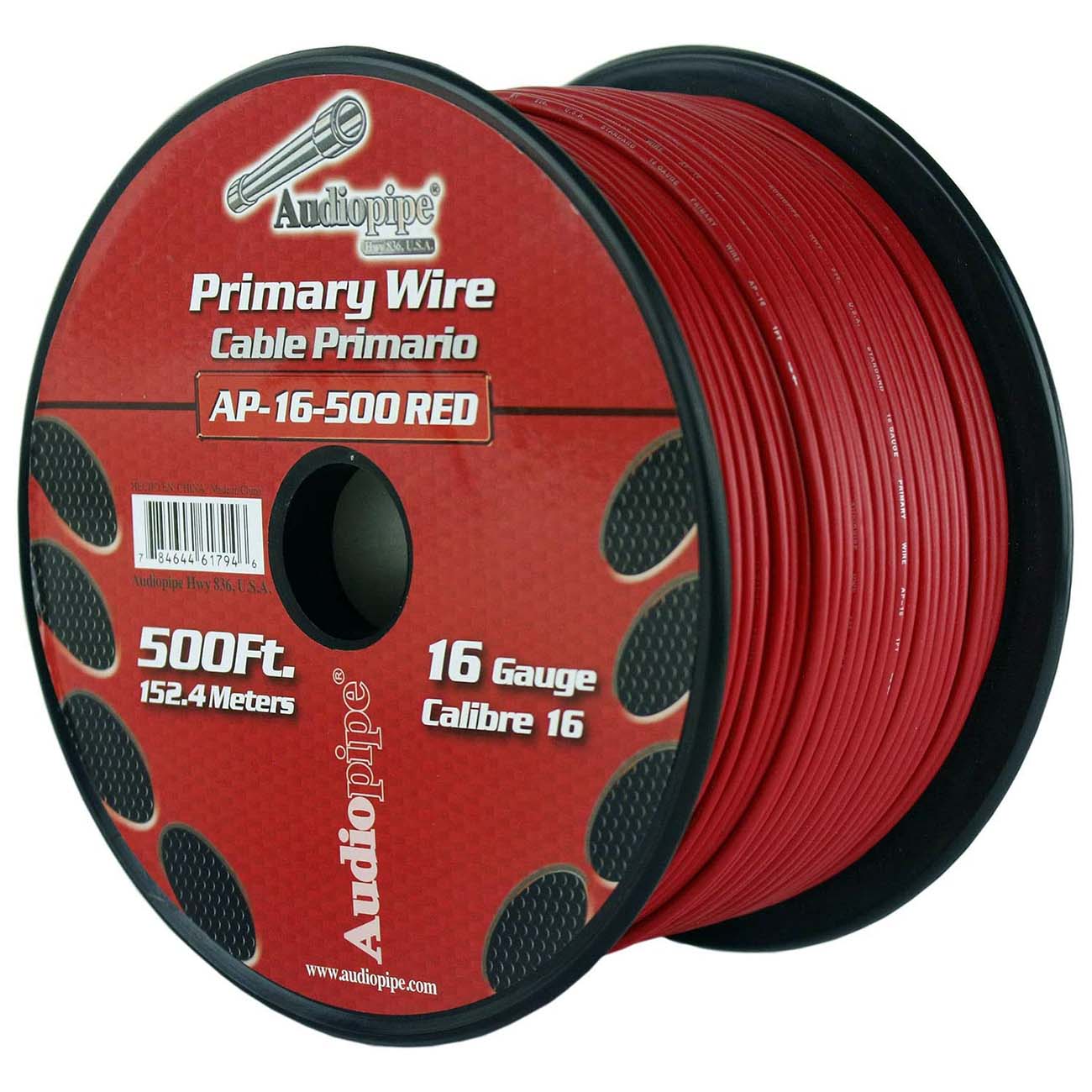 Nippon Audiopipe Primary Wire 16-Gauge, 500 Foot Red Spool