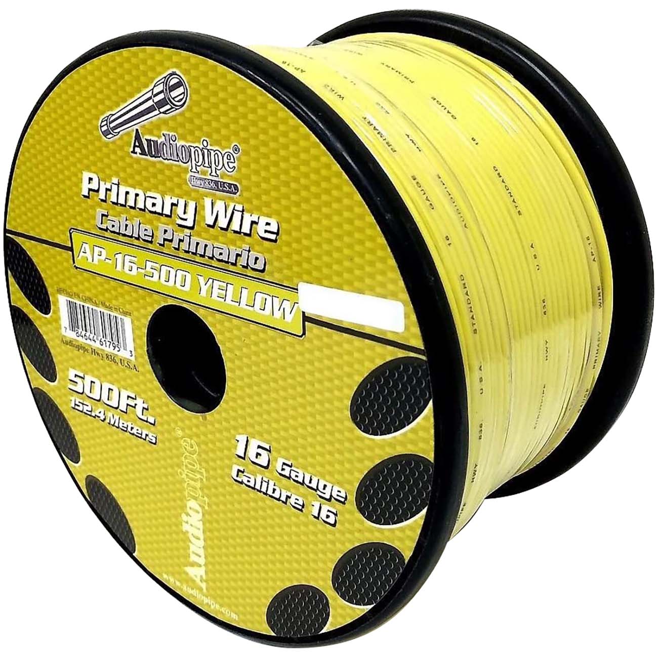 Nippon Audiopipe Primary Wire 16-Gauge 500 Foot Spool - Yellow