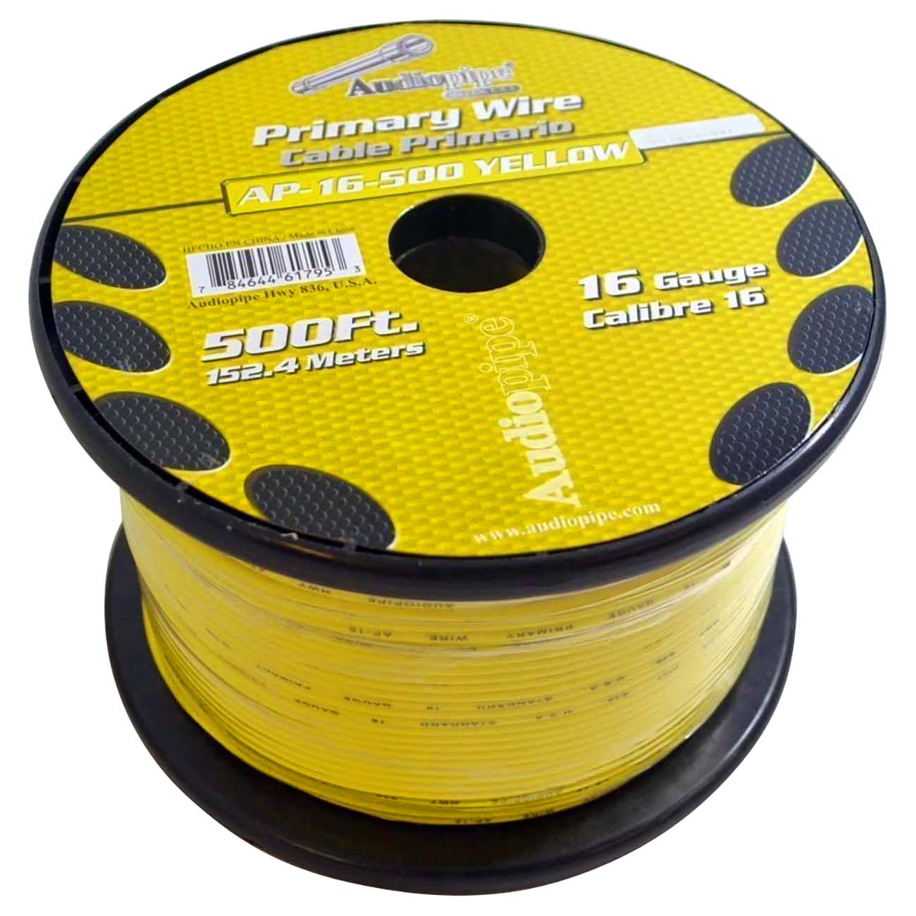 Nippon Audiopipe Primary Wire 16-Gauge 500 Foot Spool - Yellow