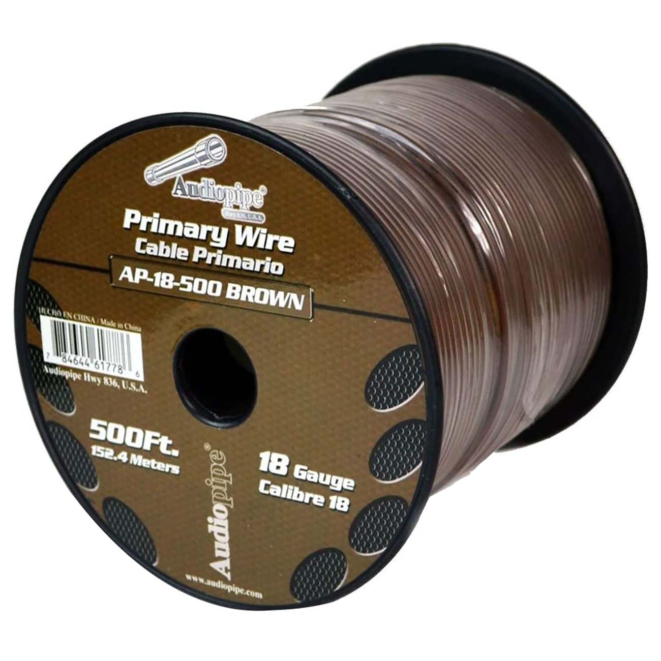 Nippon Audiopipe Primary Wire 18-Gauge 500 ft Brown - Durable Car Audio Power Cable