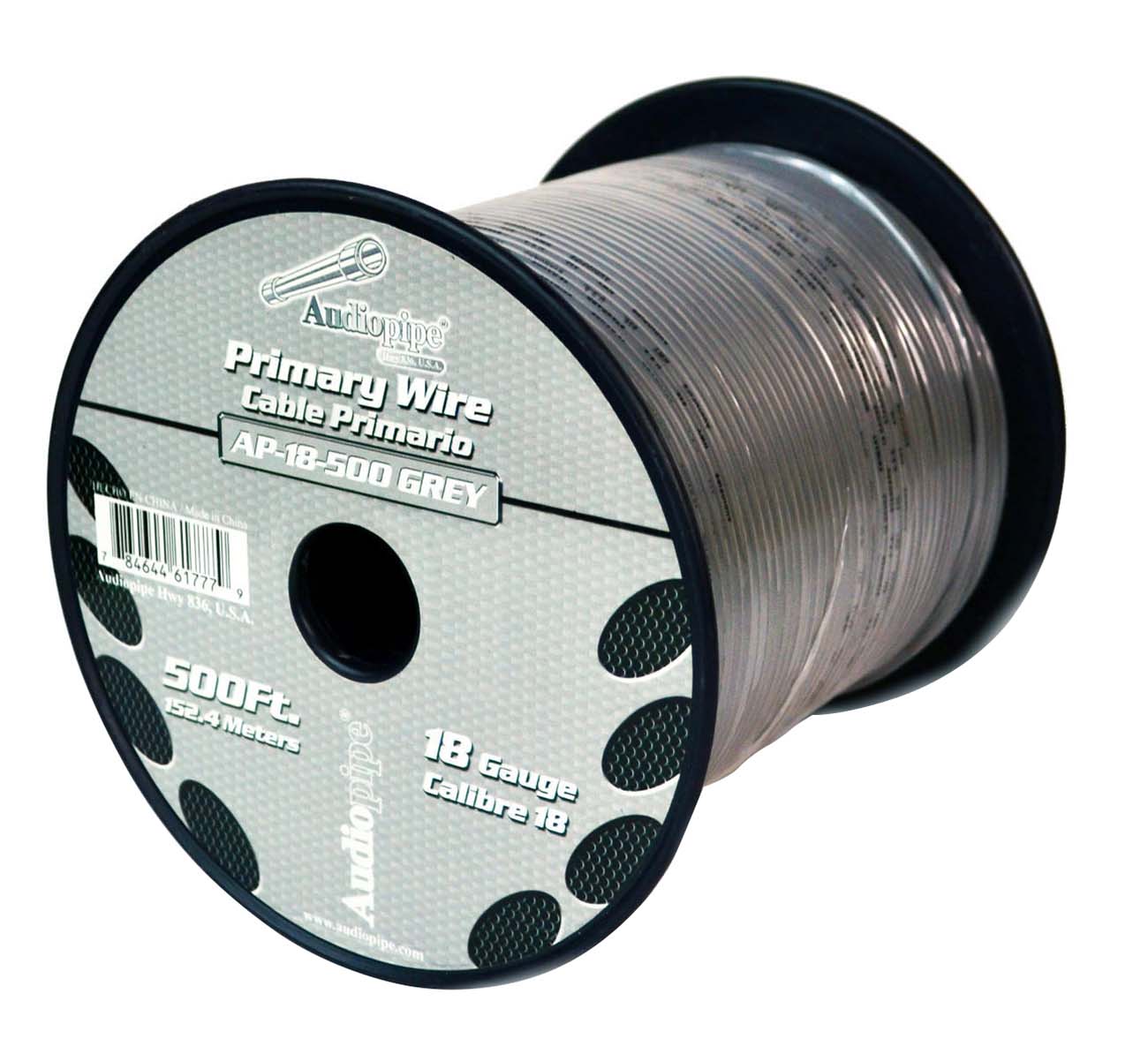Nippon Audiopipe Primary Wire 18-Gauge 500 Foot Spool - Gray