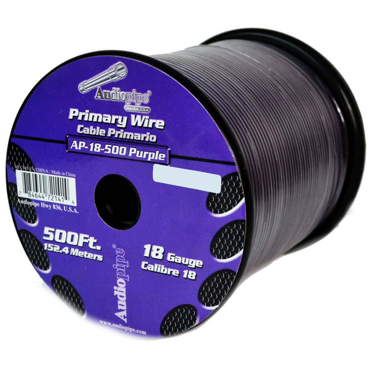 Nippon Audiopipe Primary Wire 18-Gauge 500 Foot Spool - Purple