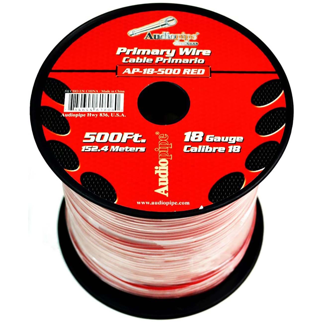 Nippon Audiopipe Primary Wire 18-Gauge, 500 Feet, Red