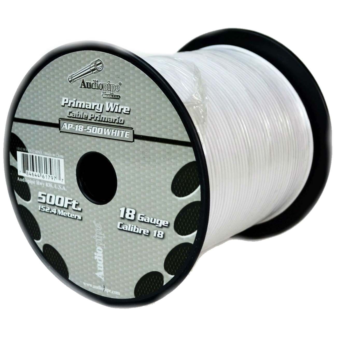 Nippon Audiopipe Primary Wire 18-Gauge 500 Foot Spool - White