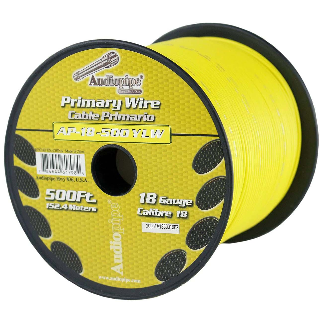 Nippon Audiopipe Primary Wire 18-Gauge 500 Foot Spool - Yellow