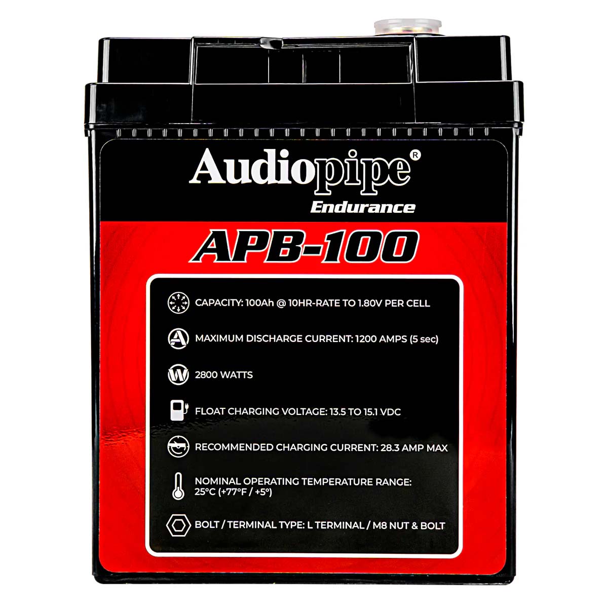 AUDIOPIPEMAP APB100 12V AGM Deep Cycle Power Cell Battery - 100AH