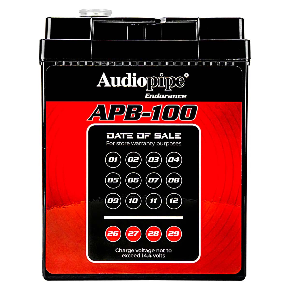 AUDIOPIPEMAP APB100 12V AGM Deep Cycle Power Cell Battery - 100AH