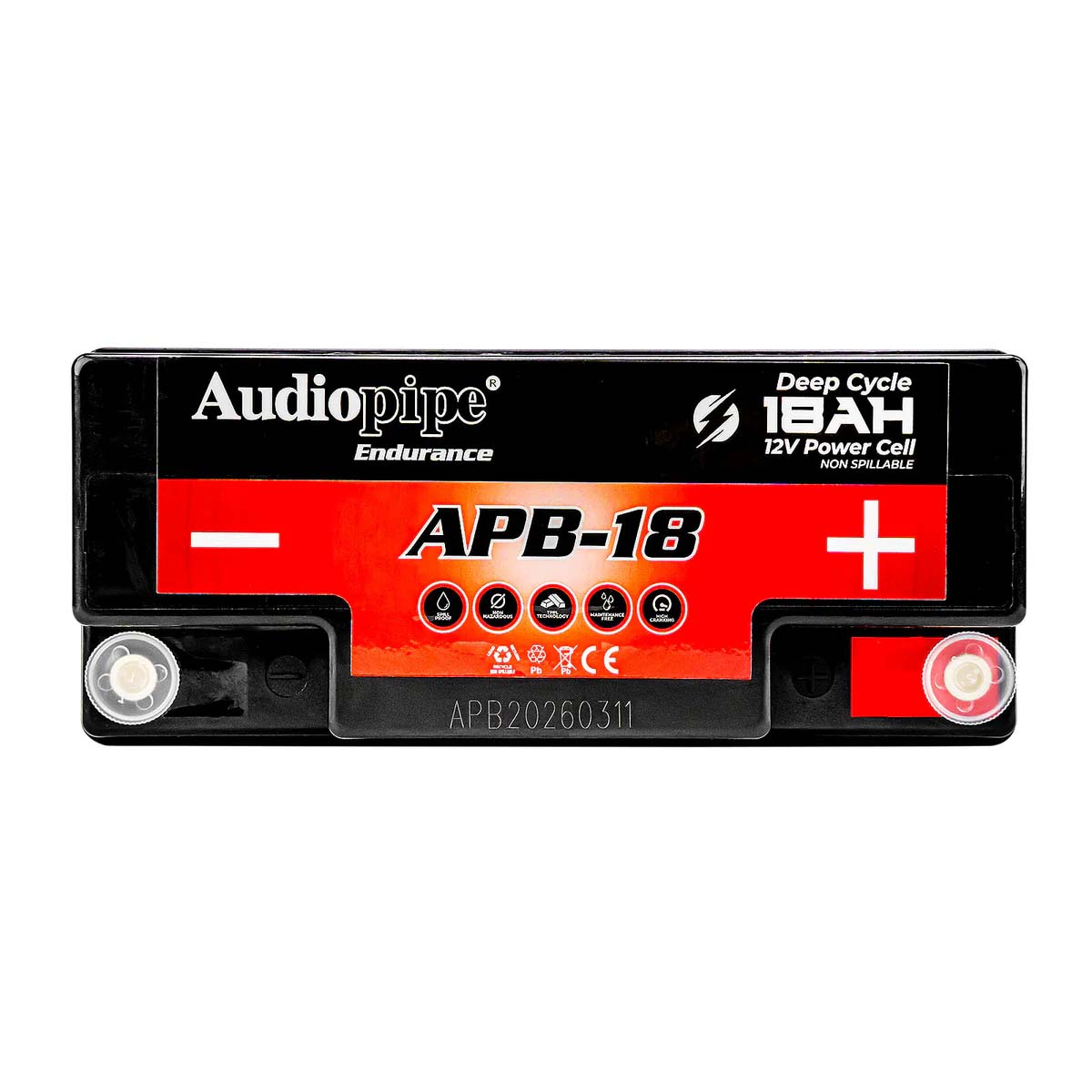 Audiopipe APB18 12V AGM Deep Cycle Power Cell Battery - 18Ah