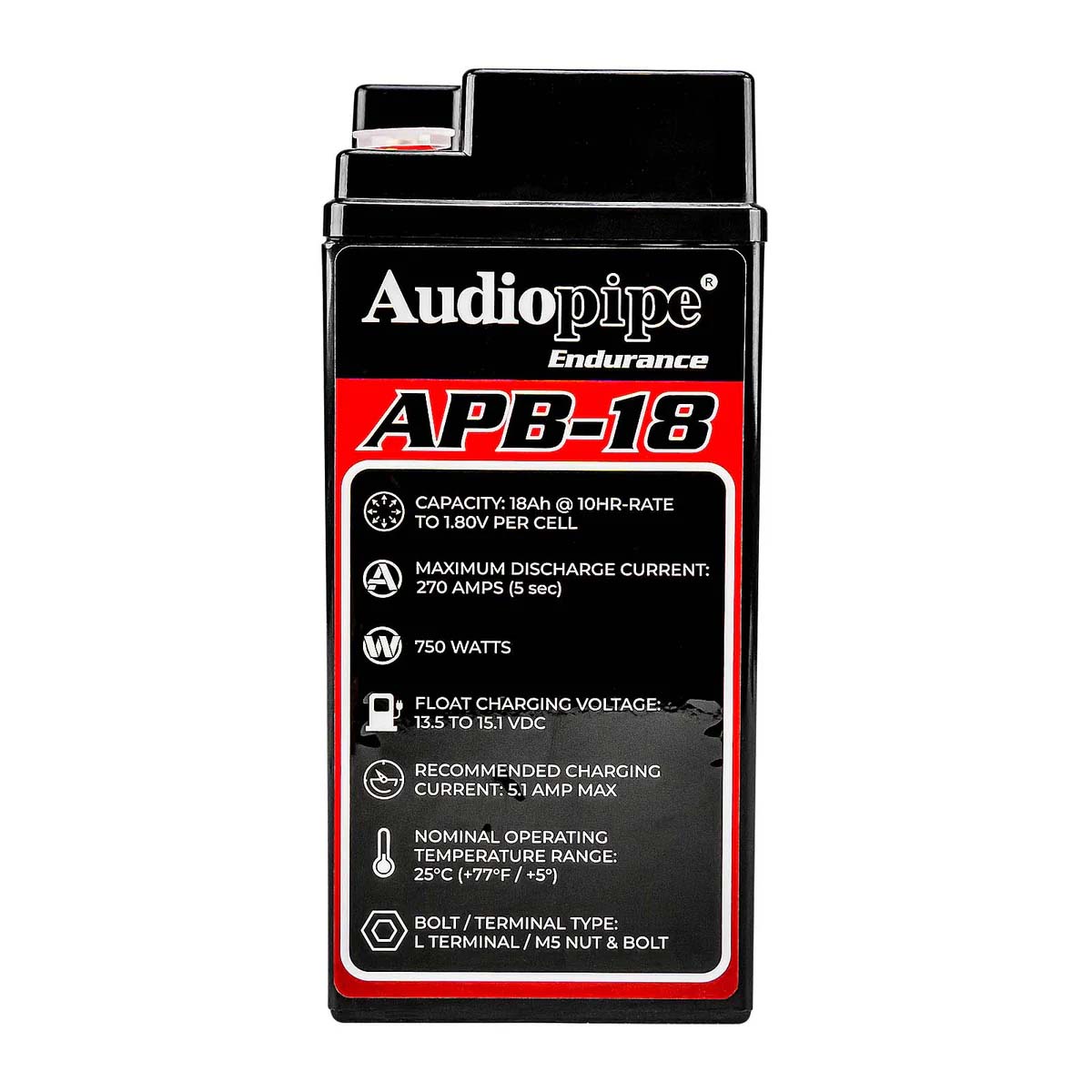 Audiopipe APB18 12V AGM Deep Cycle Power Cell Battery - 18Ah