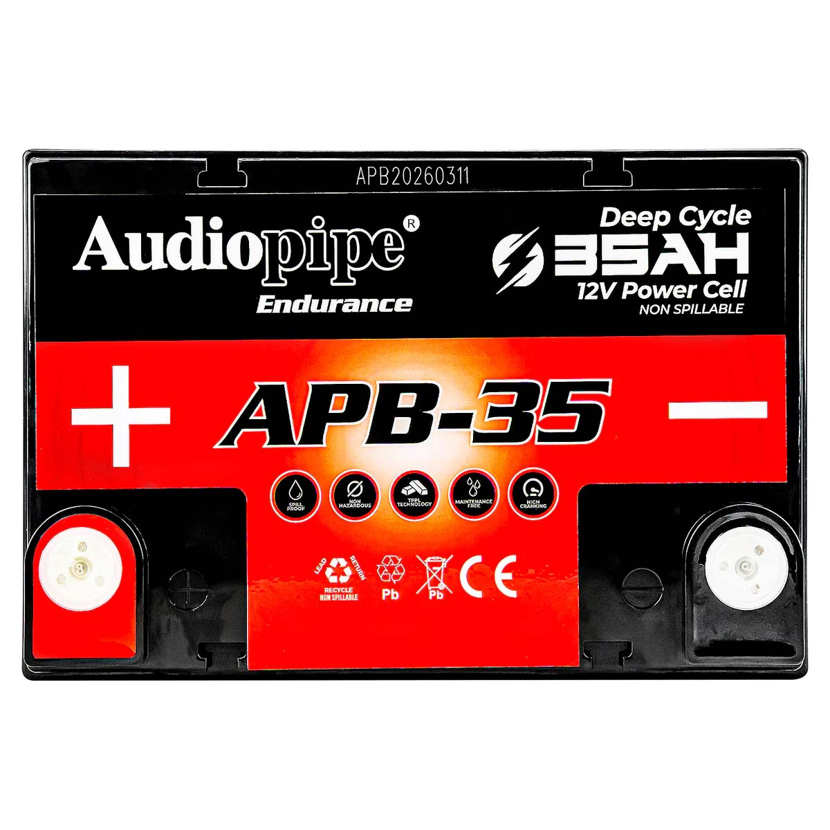 Audiopipe APB35 12 Volt AGM Deep Cycle Power Cell Battery - 35AH
