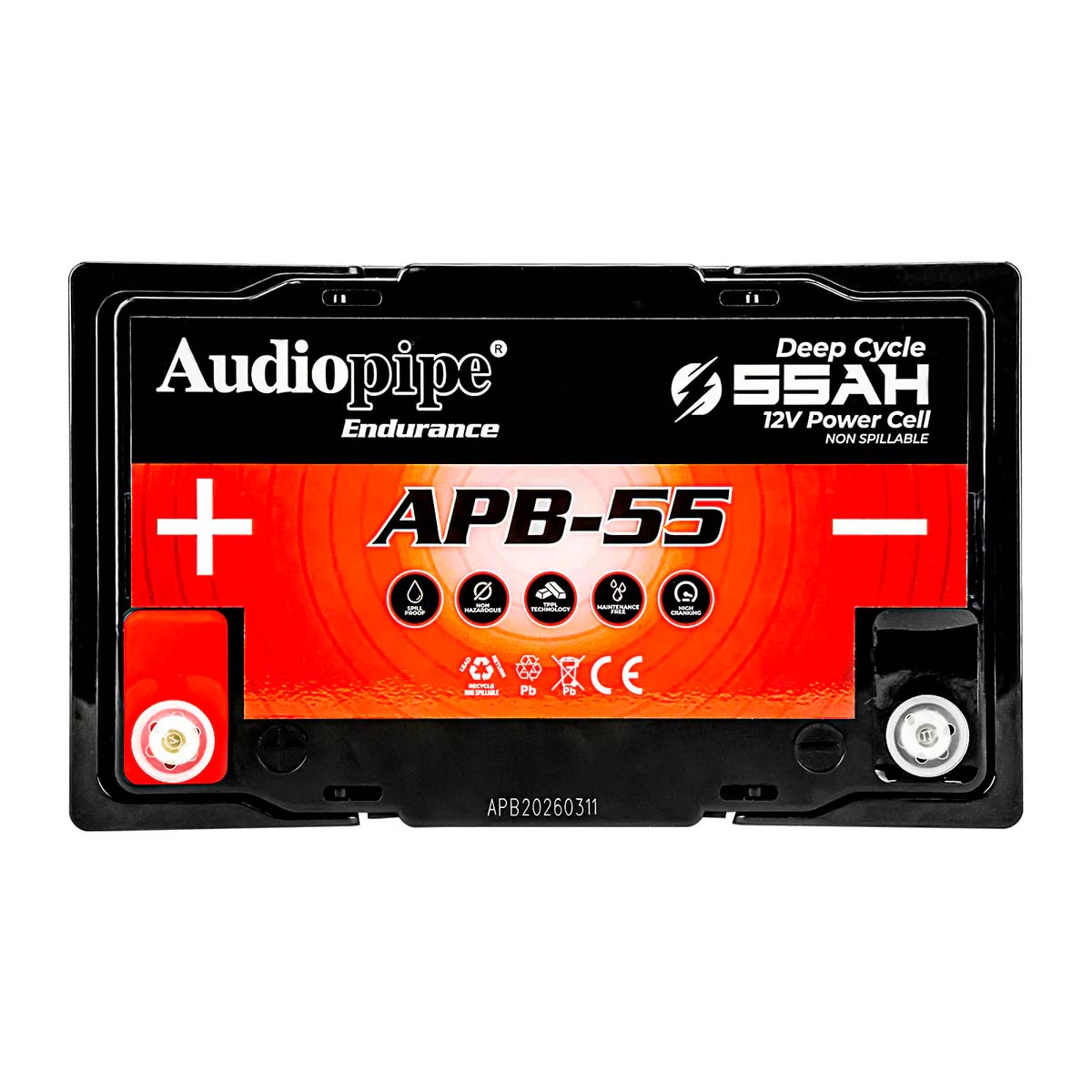 Audiopipe APB55 12 Volt AGM Deep Cycle Power Cell Battery – 55Ah