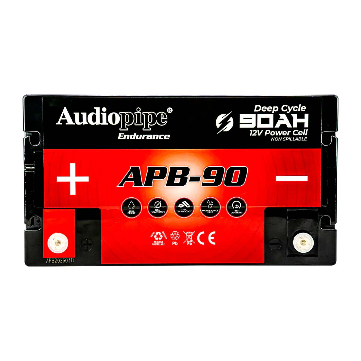 Audiopipe APB90 12 Volt AGM Deep Cycle Power Cell Battery - 90Ah