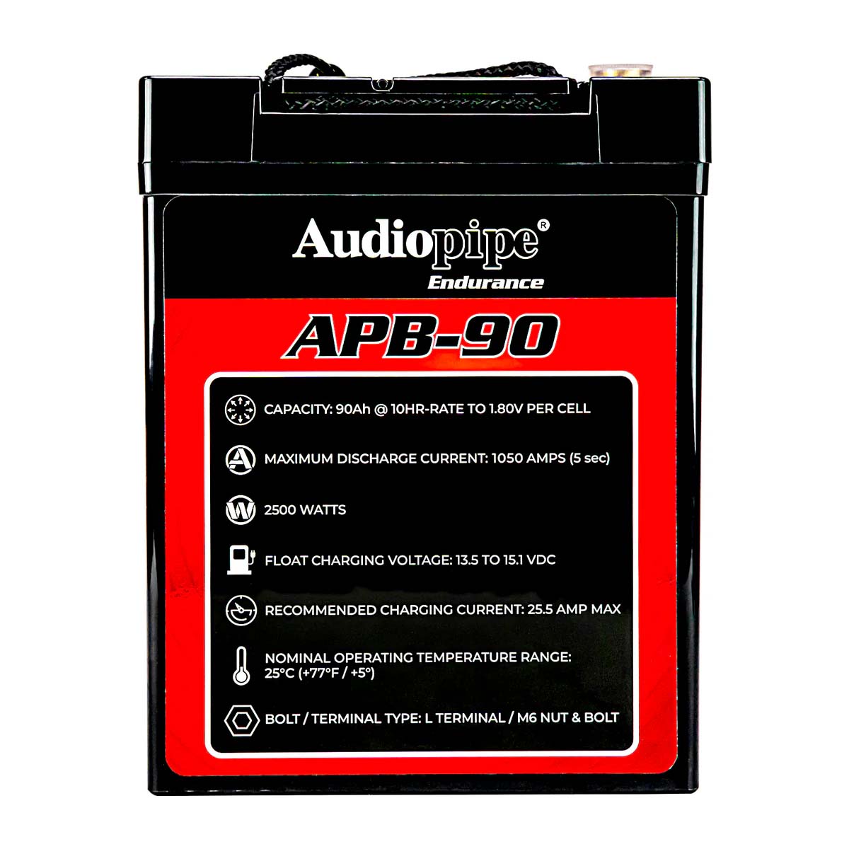 Audiopipe APB90 12 Volt AGM Deep Cycle Power Cell Battery - 90Ah