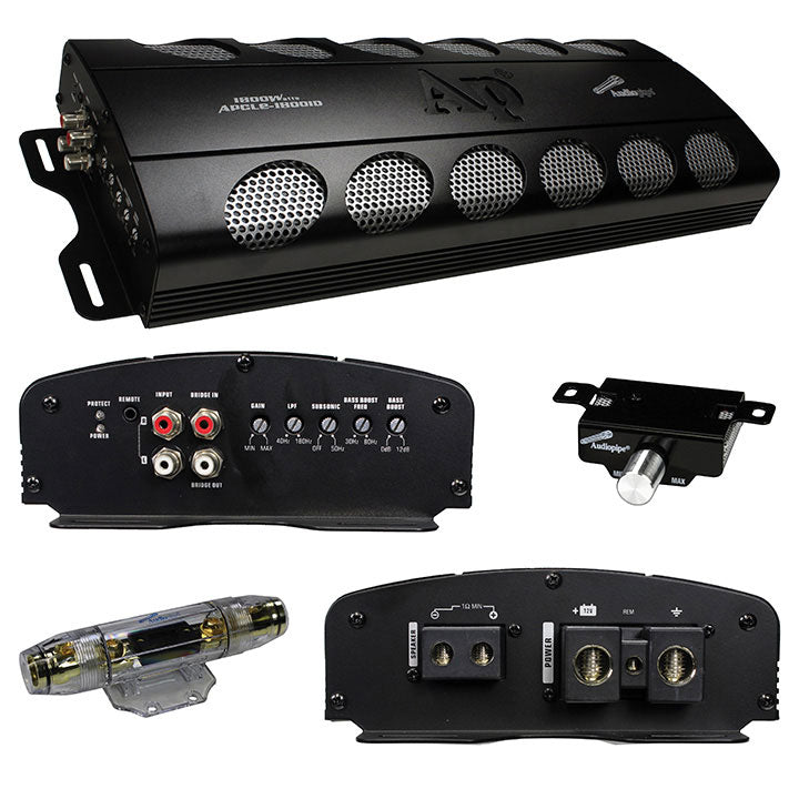 Audiopipe APCLE18001D 1800W Class D Amplifier Remote Woofer Control