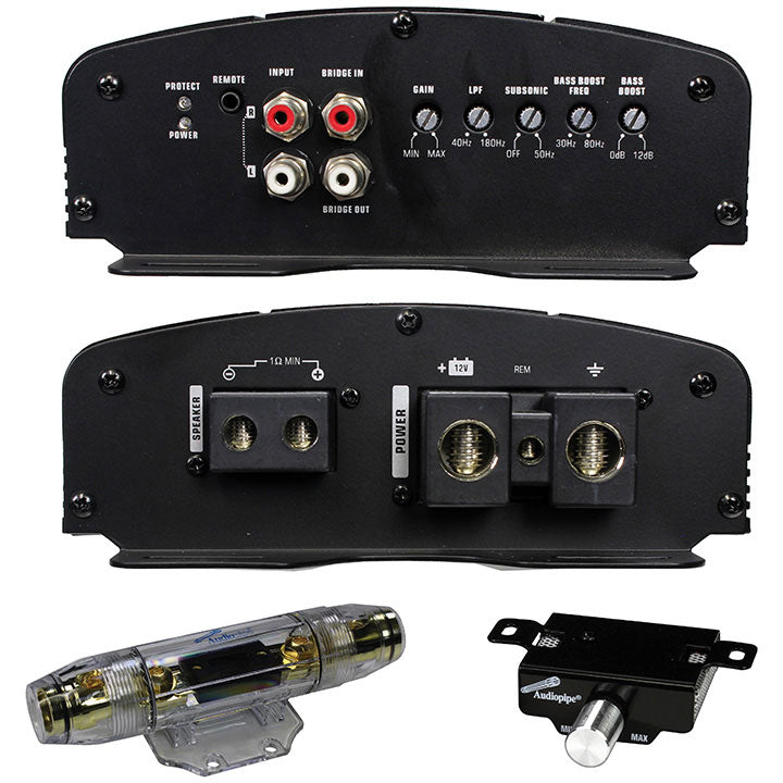 Audiopipe APCLE18001D 1800W Class D Amplifier Remote Woofer Control