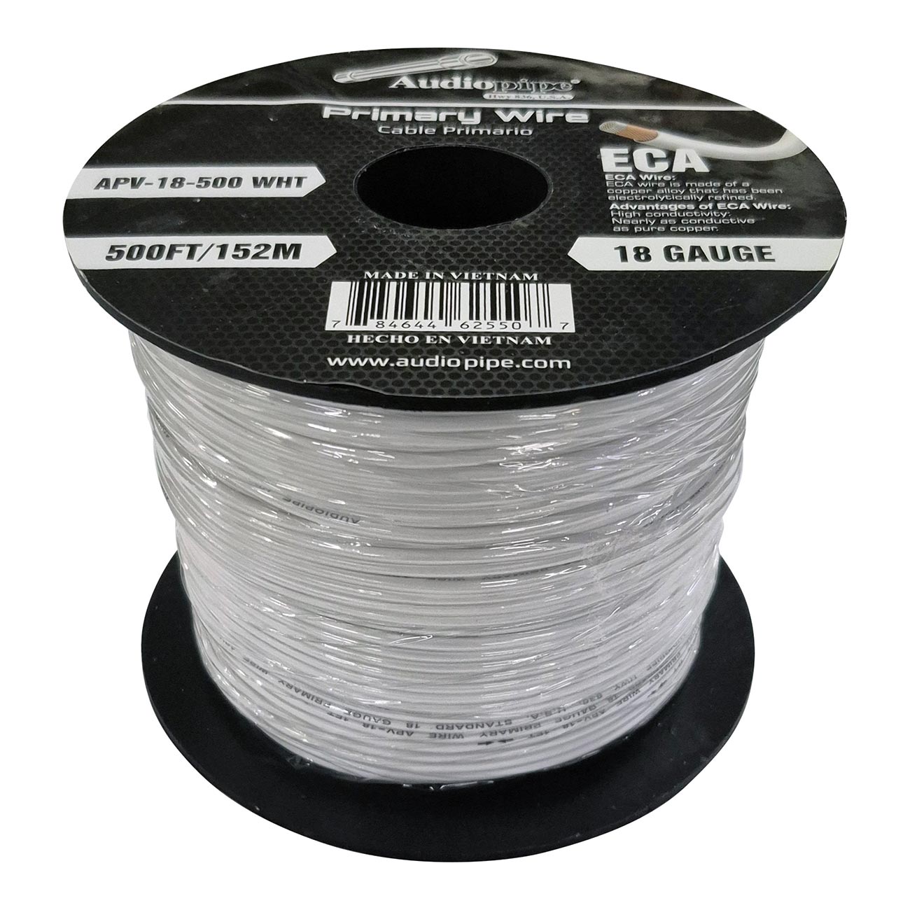 AUDIOPIPEMAP Audiopipe 18 Gauge Primary Wire - 500 Foot Spool in White