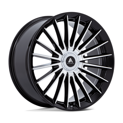 Asanti Black AB048 Viceroy 22-Inch Gloss Black Machined Wheel, 5x4.25/4.5 Bolt Pattern, +38 Offset