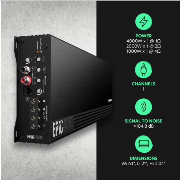 Audio Control EPIC Series 1-Channel Amplifier 1X4000W: EPIC4000
