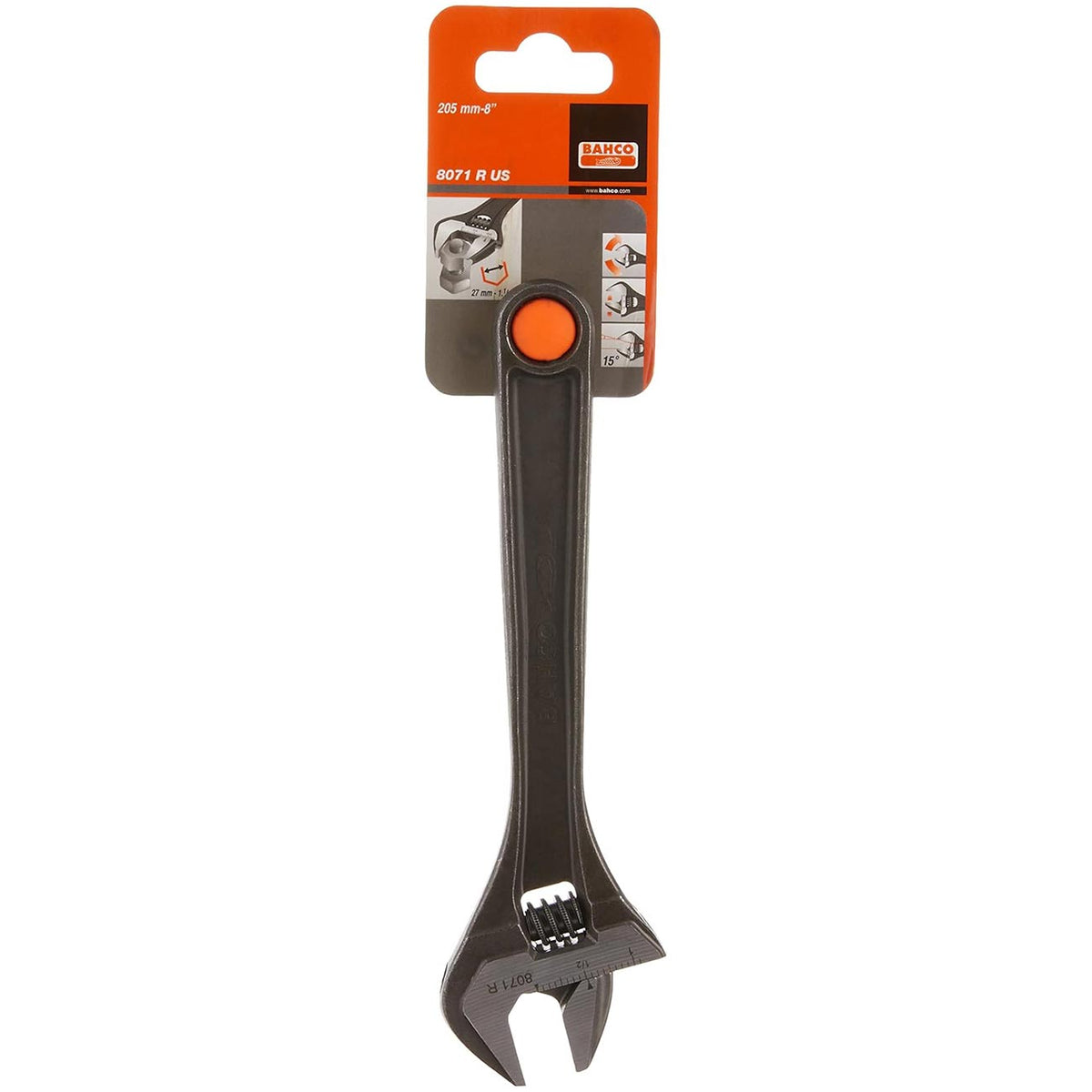 Bahco 8-Inch Central Nut Adjustable Wrench with Phosphate Finish