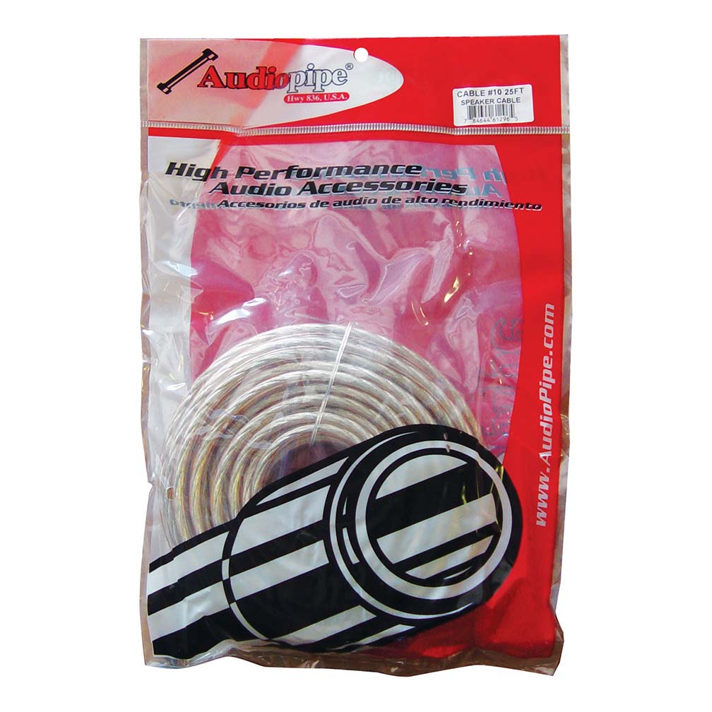 Nippon Audiopipe Speaker Wire 10-Gauge, 25 Feet, Clear Insulation