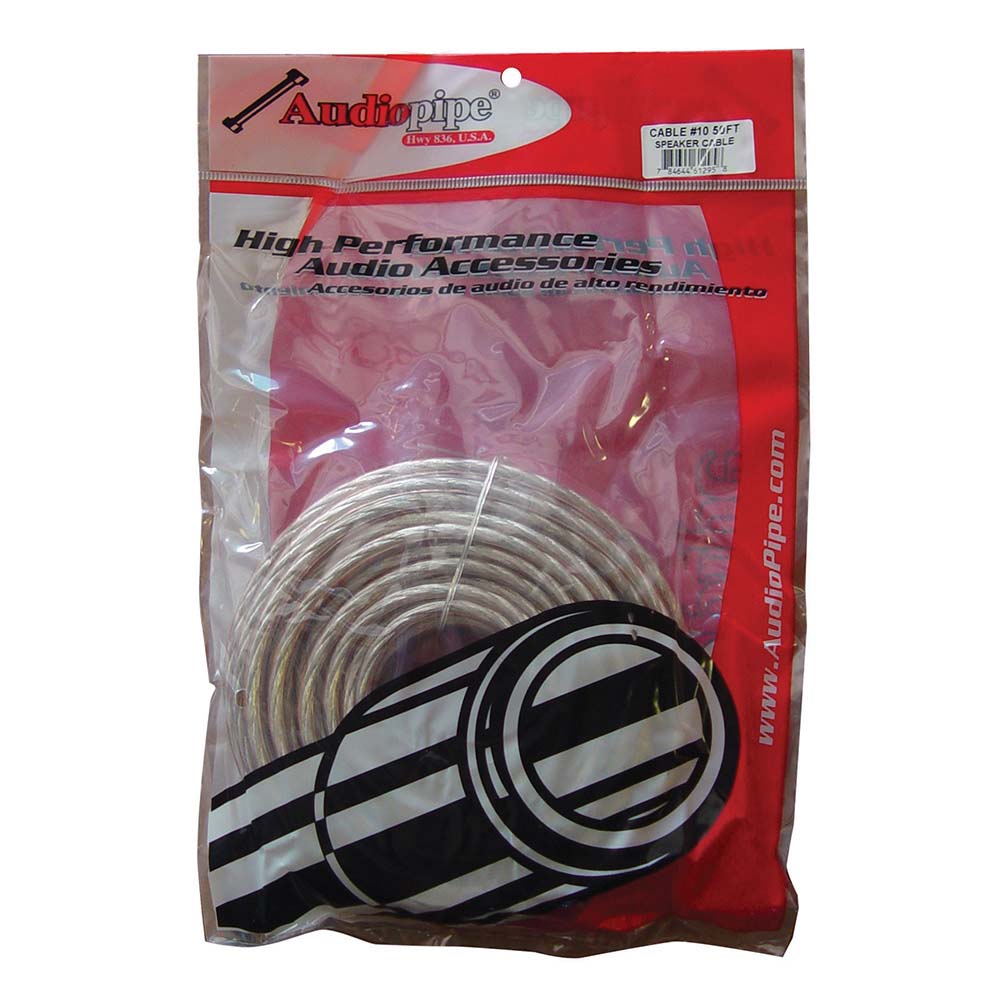 Nippon Audiopipe 10-Gauge Speaker Wire, 50 Feet with Clear Insulation