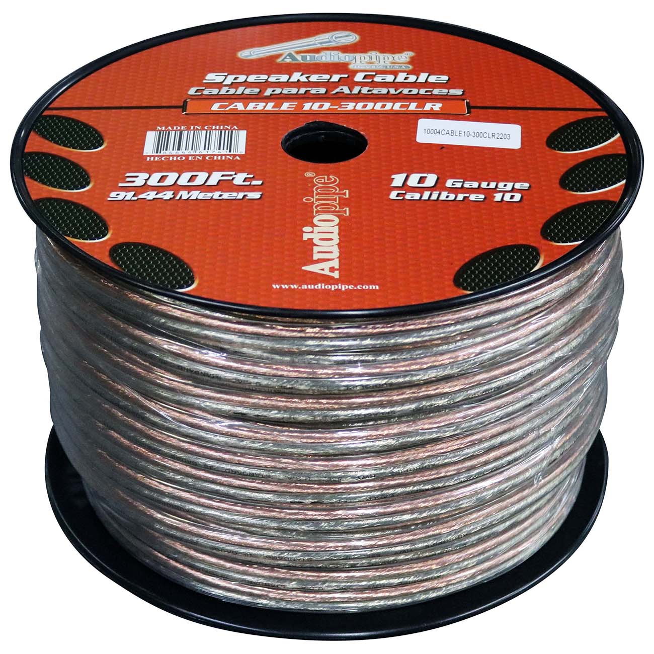 Nippon Audiopipe Speaker Wire 10-Gauge 300 Foot Spool - Clear Insulation