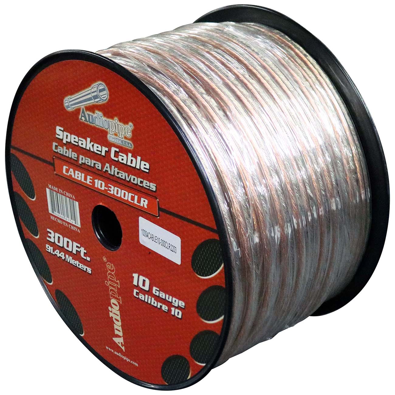 Nippon Audiopipe Speaker Wire 10-Gauge 300 Foot Spool - Clear Insulation
