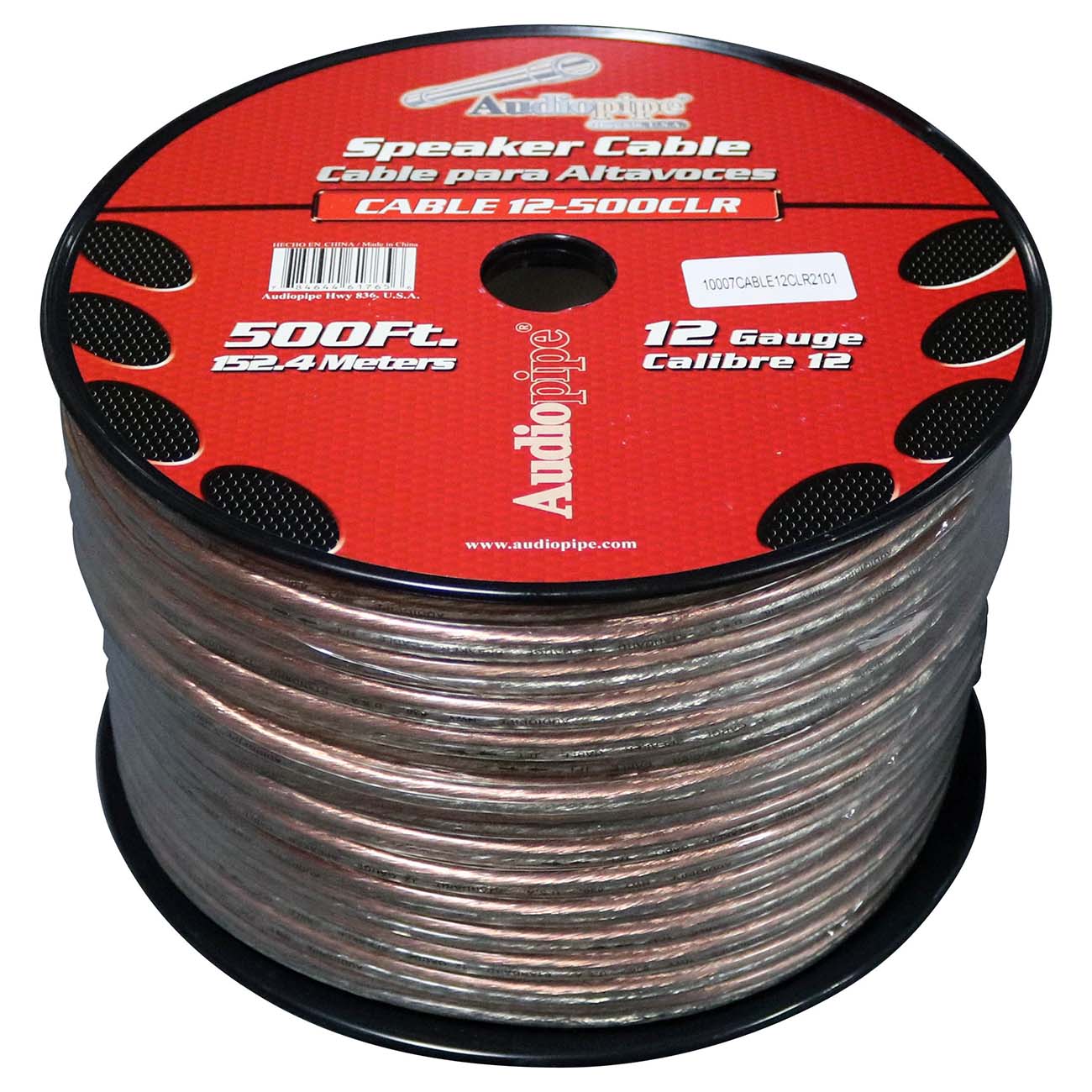 Nippon Audiopipe Speaker Wire 12-Gauge 500 Foot Spool with Clear Insulation