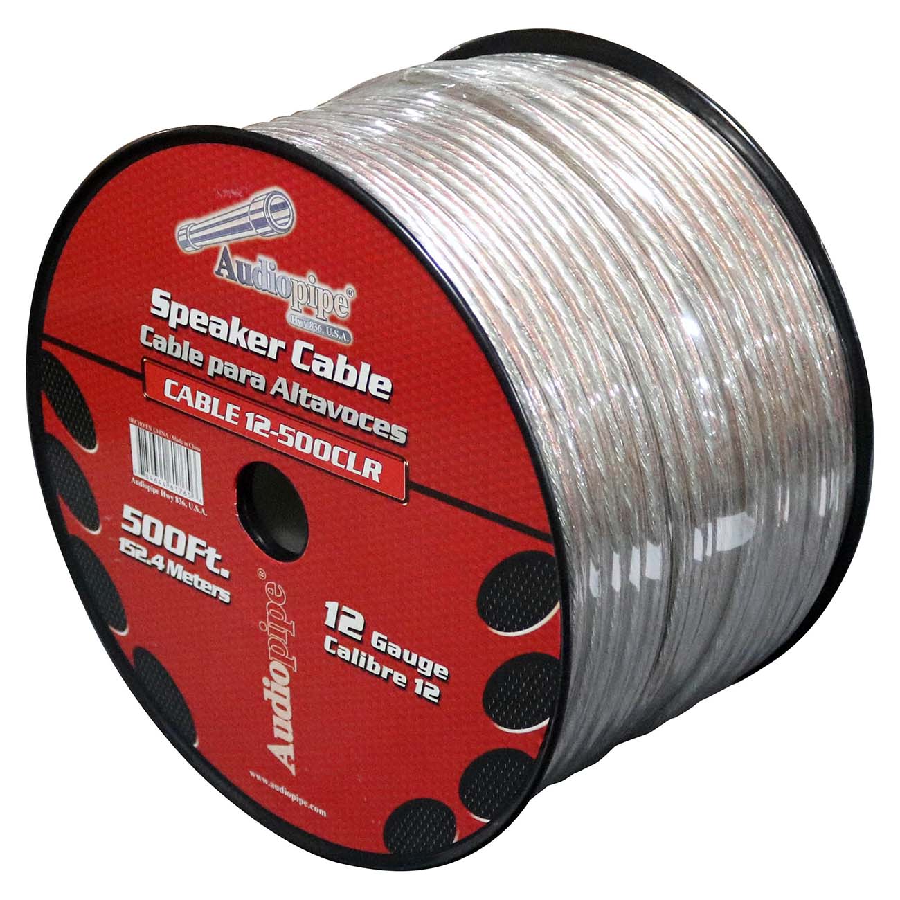 Nippon Audiopipe Speaker Wire 12-Gauge 500 Foot Spool with Clear Insulation