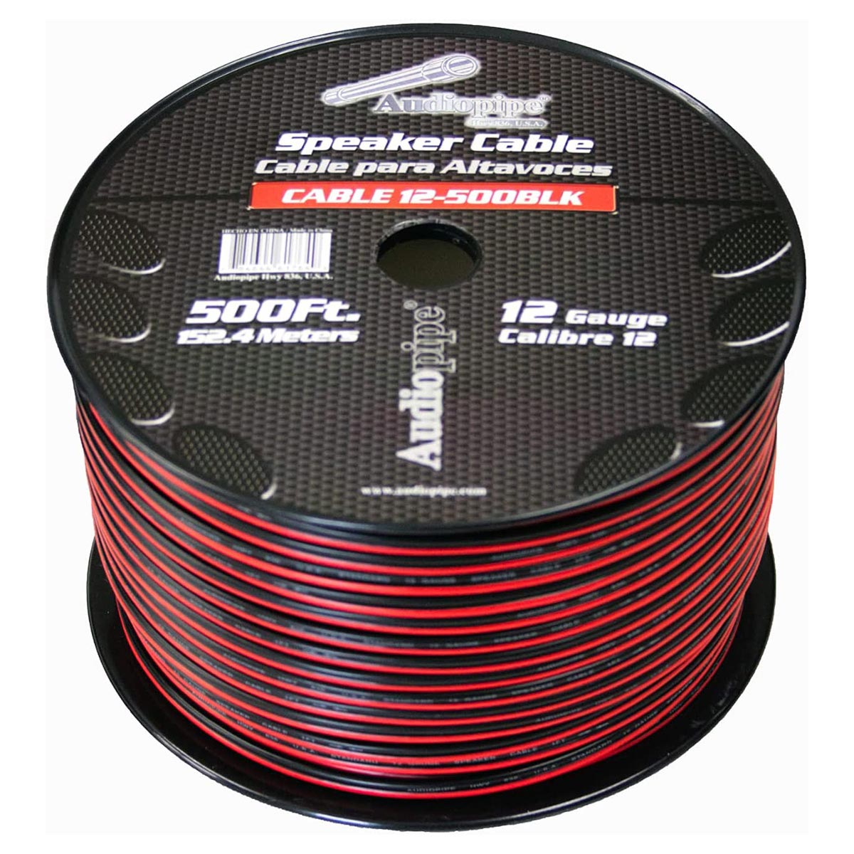 Nippon Audiopipe Speaker Wire 12-Gauge, 500 Feet - Black/Red