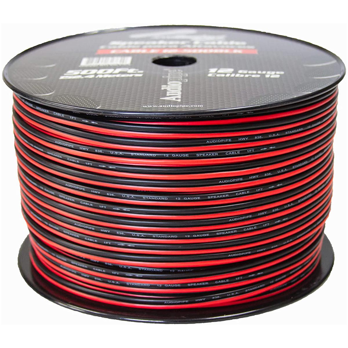 Nippon Audiopipe Speaker Wire 12-Gauge, 500 Feet - Black/Red