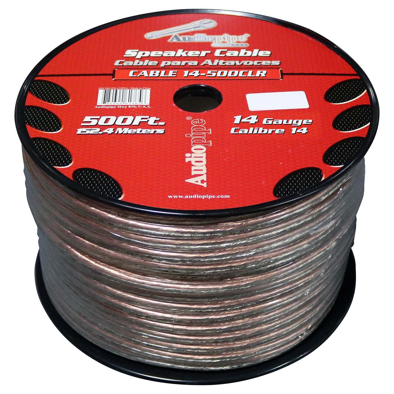 Nippon Audiopipe Speaker Wire 14-Gauge 500 Foot Spool with Clear Insulation