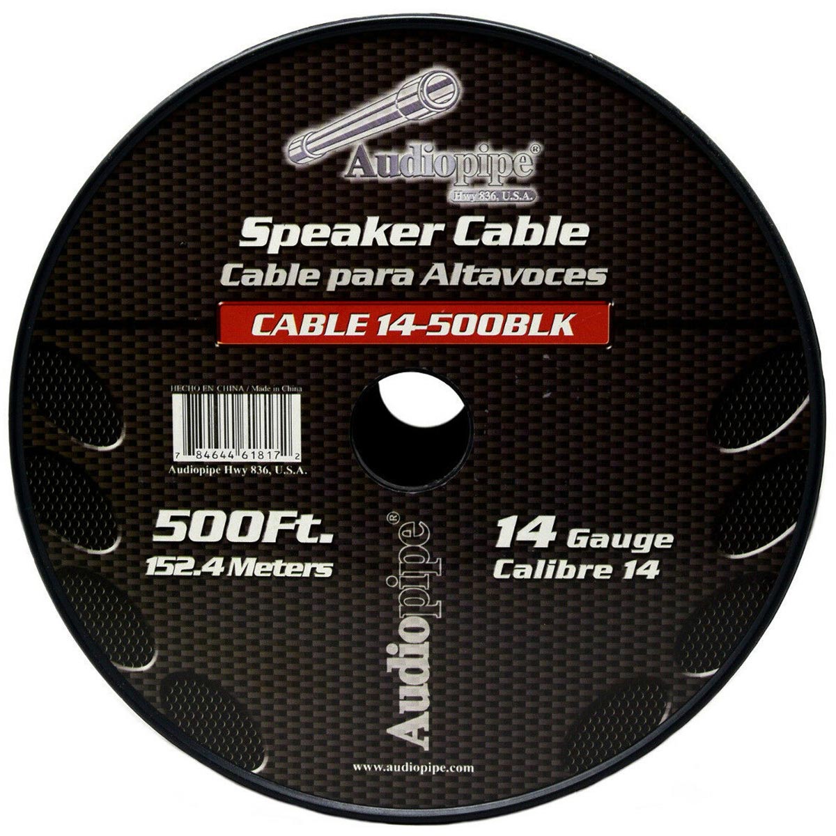 Nippon Audiopipe 14-Gauge Speaker Wire 500 ft Spool - Black/Red